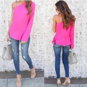 Naked Zebra Pink One Shoulder Top!